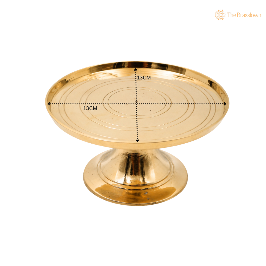 Brass Round Pooja Stand Chowki – Traditional Peetham Singhasan Circular Idol Display Base for God Idols, Diya, Urli &amp; Temple Décor 3 Inch
