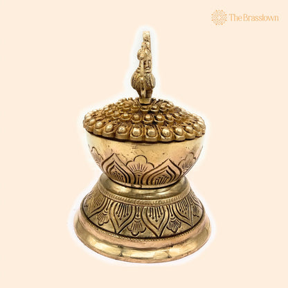 Brass Dhoop Dani – Handcrafted Peetal Sambrani Burner, Pital Agarbatti Stand, Pittal Dhoop Holder Idol, Traditional Indian Pooja Murti 7 Inch 1