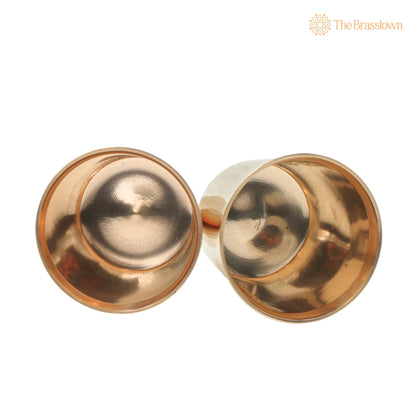 Bronze Glass Set of 2 – Traditional Indian Drinkware Pair for Pooja, Home Decor &amp; Gifting 3 Inch 5