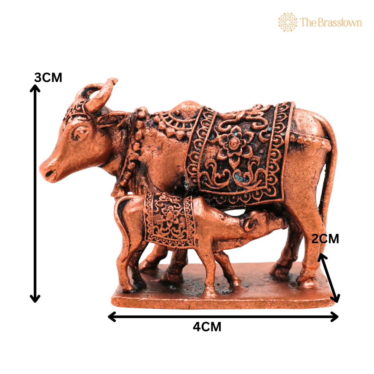 Copper Kamdhenu Cow Idol – Handcrafted Kamadhenu Murti for Pooja, Vastu, Home Decor &amp; Spiritual Gifting 1 Inch 5