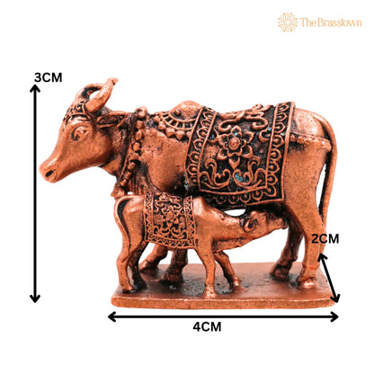 Copper Kamdhenu Cow Idol – Handcrafted Kamadhenu Murti for Pooja, Vastu, Home Decor &amp; Spiritual Gifting 1 Inch 5