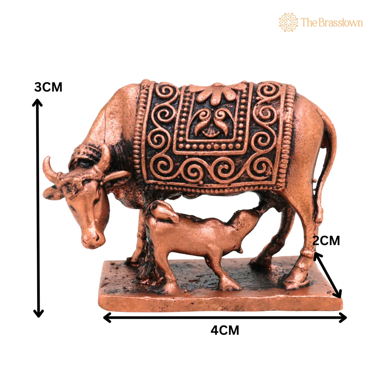 Copper Kamdhenu Cow Idol – Kamadhenu Murti for Pooja, Vastu, Home Decor &amp; Spiritual Gifting 1 Inch 5