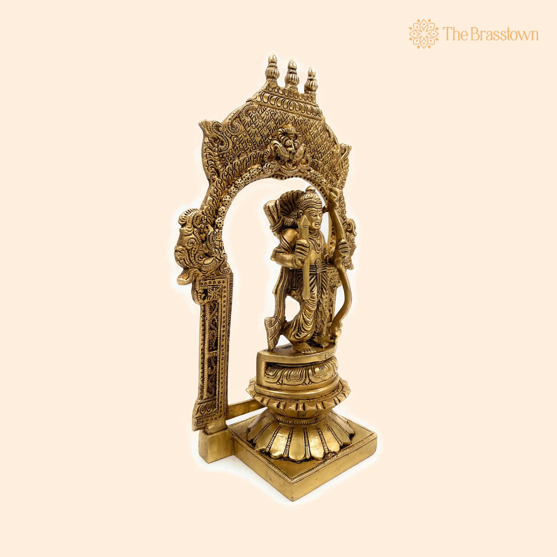 Brass Rama Idol with Prabhavali – Handcrafted Shri Ram Murti, Ramar Vigraham, Ram Bhagwan Statue, Ramachandra Brass Moorti for Pooja 10.5 Inch 1