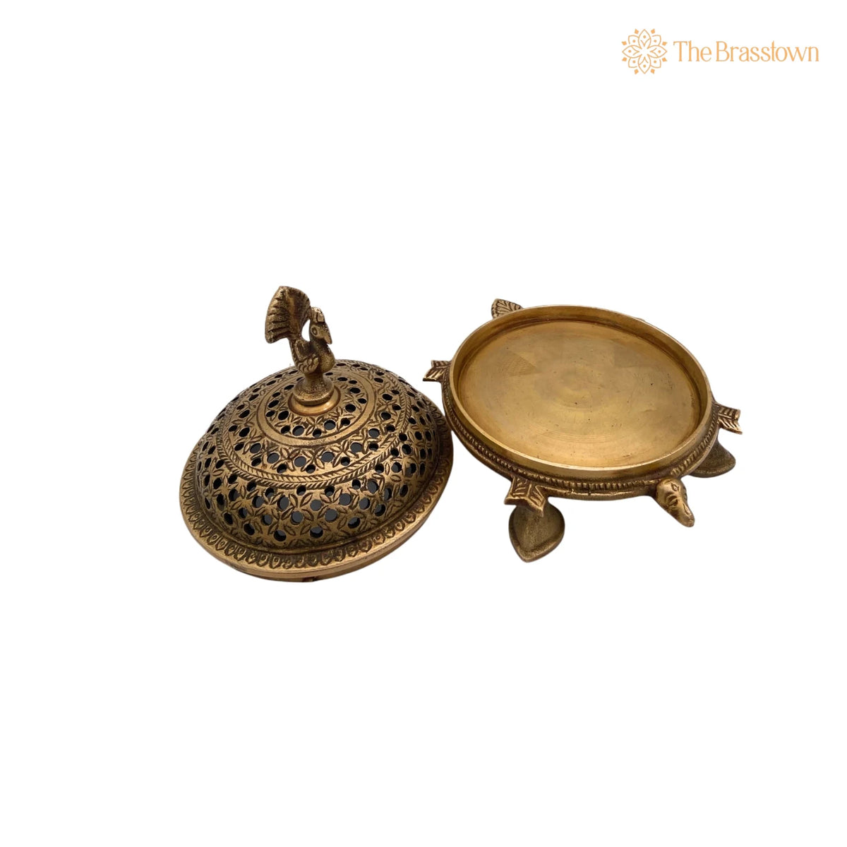 Brass Dhoop Dani – Handcrafted Peetal Sambrani Burner, Pital Agarbatti Stand for Pooja, Loban Dani, Bakhoor Holder 5 Inch 2