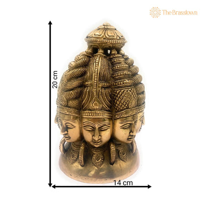 Brass Multi Face Brahma Head – Handcrafted Lord Brahma Face, Brahma Face, Brahma Ji, Brass Brahma Statue for Home Décor &amp; Gifting 8 Inch 2