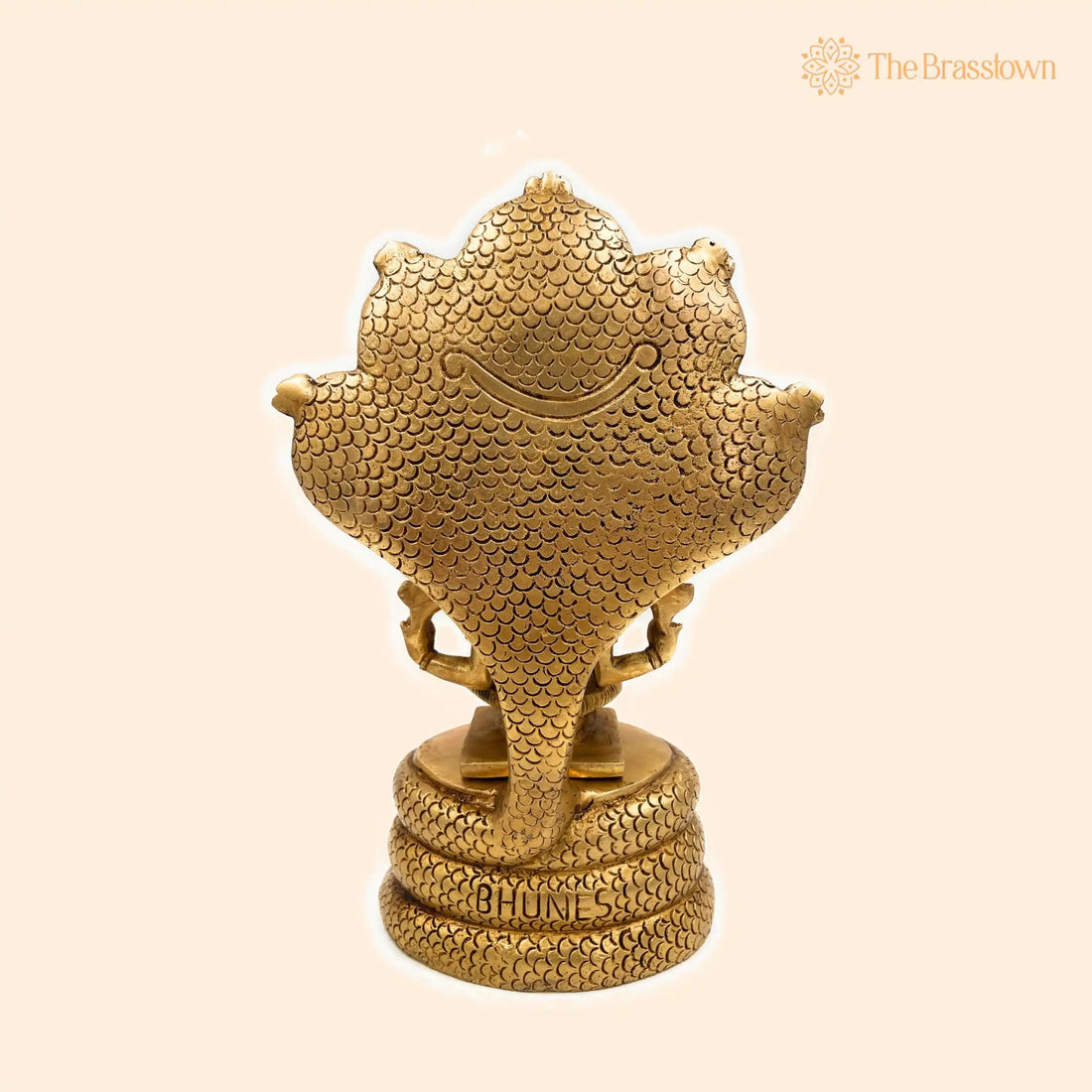 Brass Lord Narasimha on Sheshnag Idol – Handcrafted Yoga-Narasimha Murti, Nrisimha Bhagwan Statue, Narasingha Swamy Pratima for Home, Temple 10.5 Inch 1