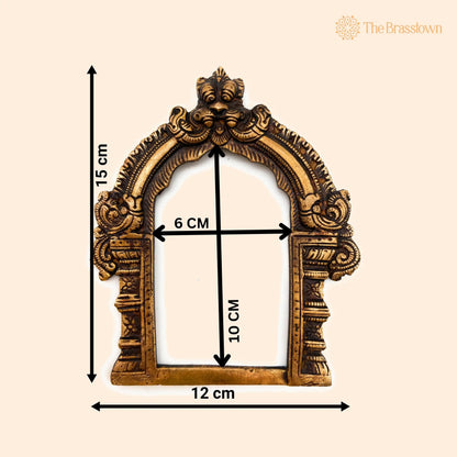 Brass Prabhavali – Handcrafted Frame Arch Wall Hanging Prabhawal Temple Home Décor Prabhawali For Small Diety Prabhaval 6 Inch 1