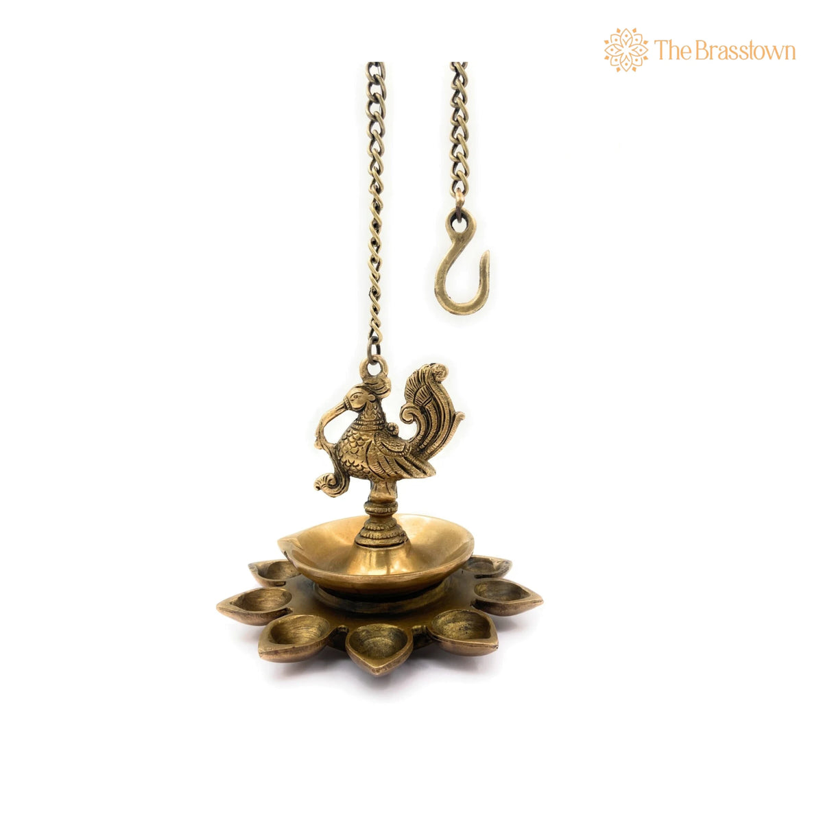 Brass Hanging Lamp Peetal Pittal Ceiling Lantern – Handcrafted Traditional Pitala Pendant Light, Antique Vellikal Jhoomar 7 Inch 2