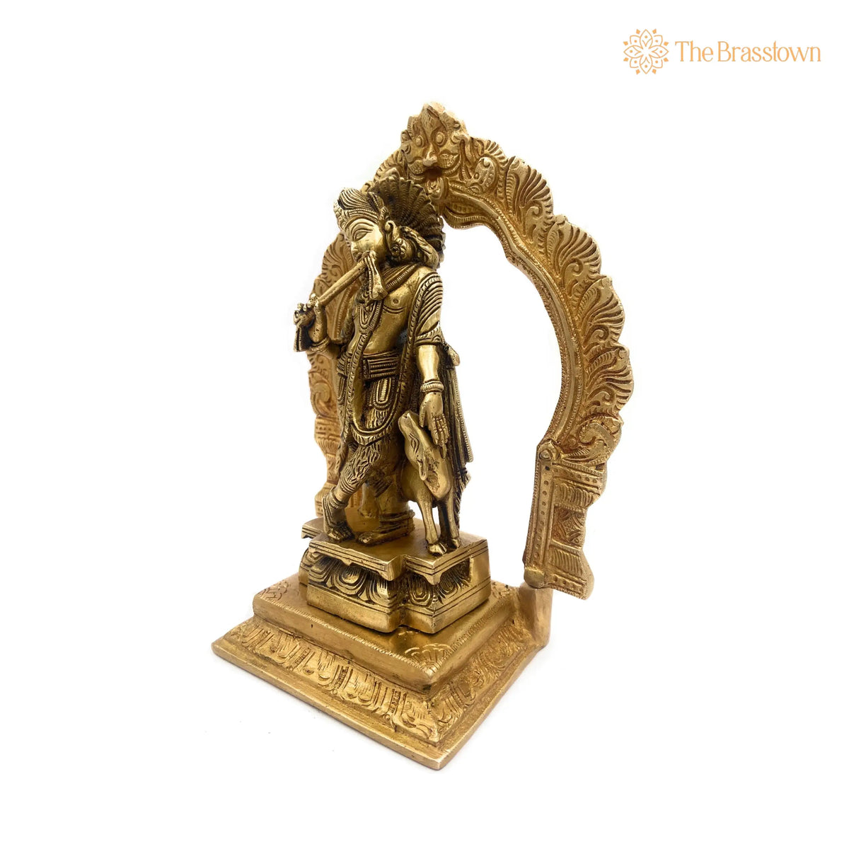 Brass Krishna Idol – Handcrafted Gopal Murti, Radha-Krishna Vigraham, Balakrishna Statue, Home &amp; Temple Décor, Pooja Brass Idol 8 Inch 2
