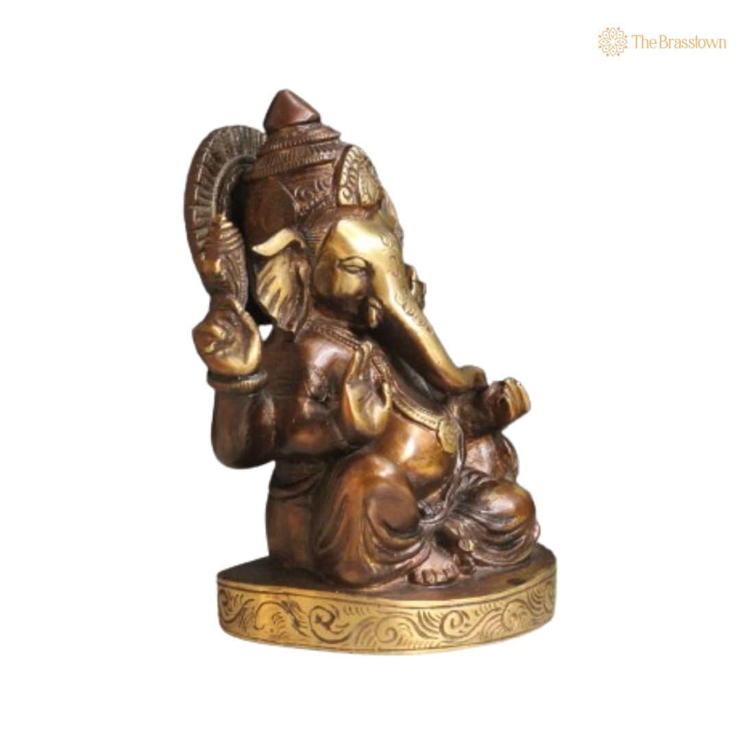 Antique Brass Lord Ganesha Statue 7 Inch