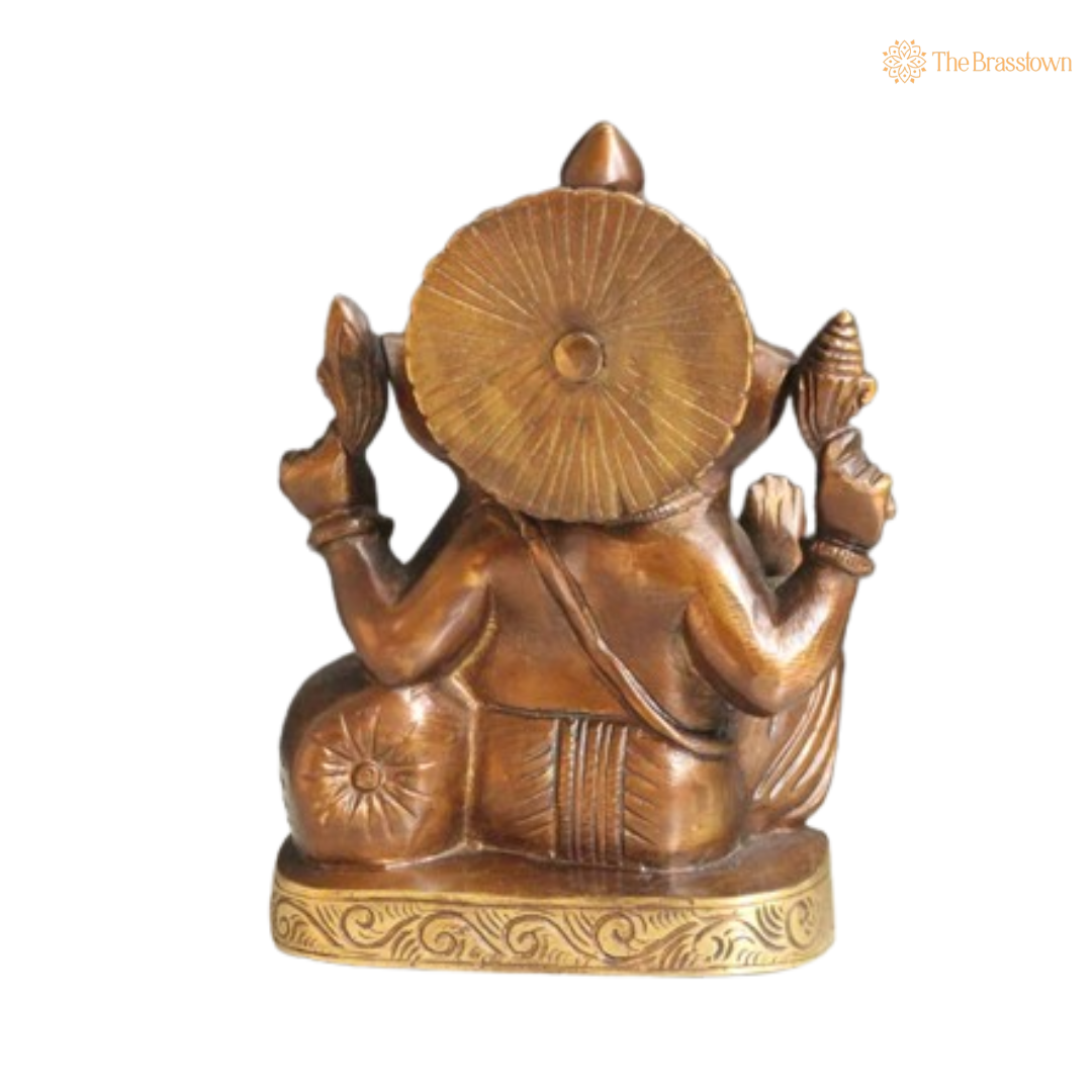 Antique Brass Lord Ganesha Statue 7 Inch