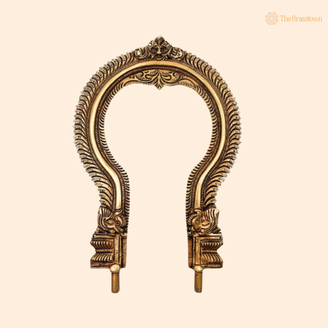  Antique brass arch frame for puja 11 inch front view handcrafted