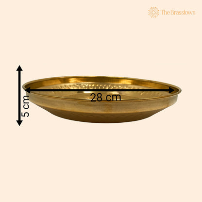 Handcrafted Brass Pooja Thali – Peetal Aarti Plate Pittal Puja Thambalam Traditional Pital Worship Thali 11.02 Inch 1