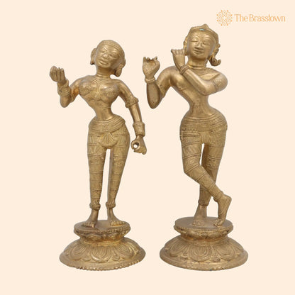 Handcrafted Brass Radha Krishna Idol – Peetal Pital Pittal Radha Krishna Murti Vigraha Statue for Puja, Home Mandir &amp; Décor 11 Inch 1