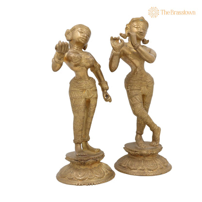 Handcrafted Brass Radha Krishna Idol – Peetal Pital Pittal Radha Krishna Murti Vigraha Statue for Puja, Home Mandir &amp; Décor 11 Inch 2