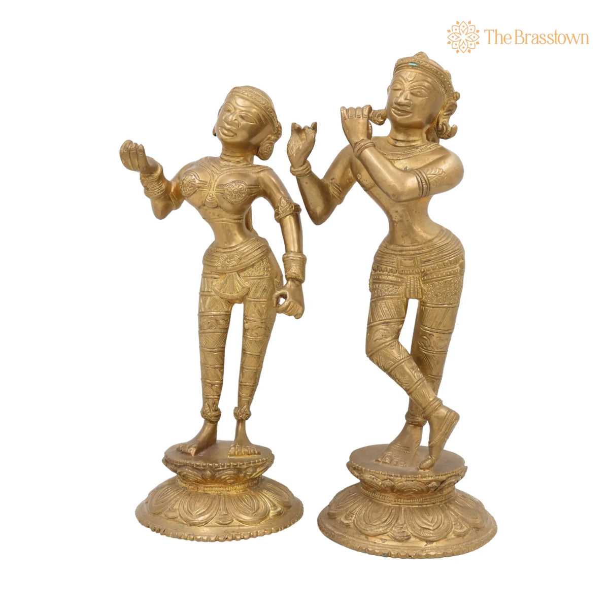 Handcrafted Brass Radha Krishna Idol – Peetal Pital Pittal Radha Krishna Murti Vigraha Statue for Puja, Home Mandir &amp; Décor 11 Inch 3
