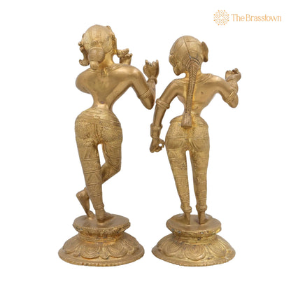 Handcrafted Brass Radha Krishna Idol – Peetal Pital Pittal Radha Krishna Murti Vigraha Statue for Puja, Home Mandir &amp; Décor 11 Inch 4