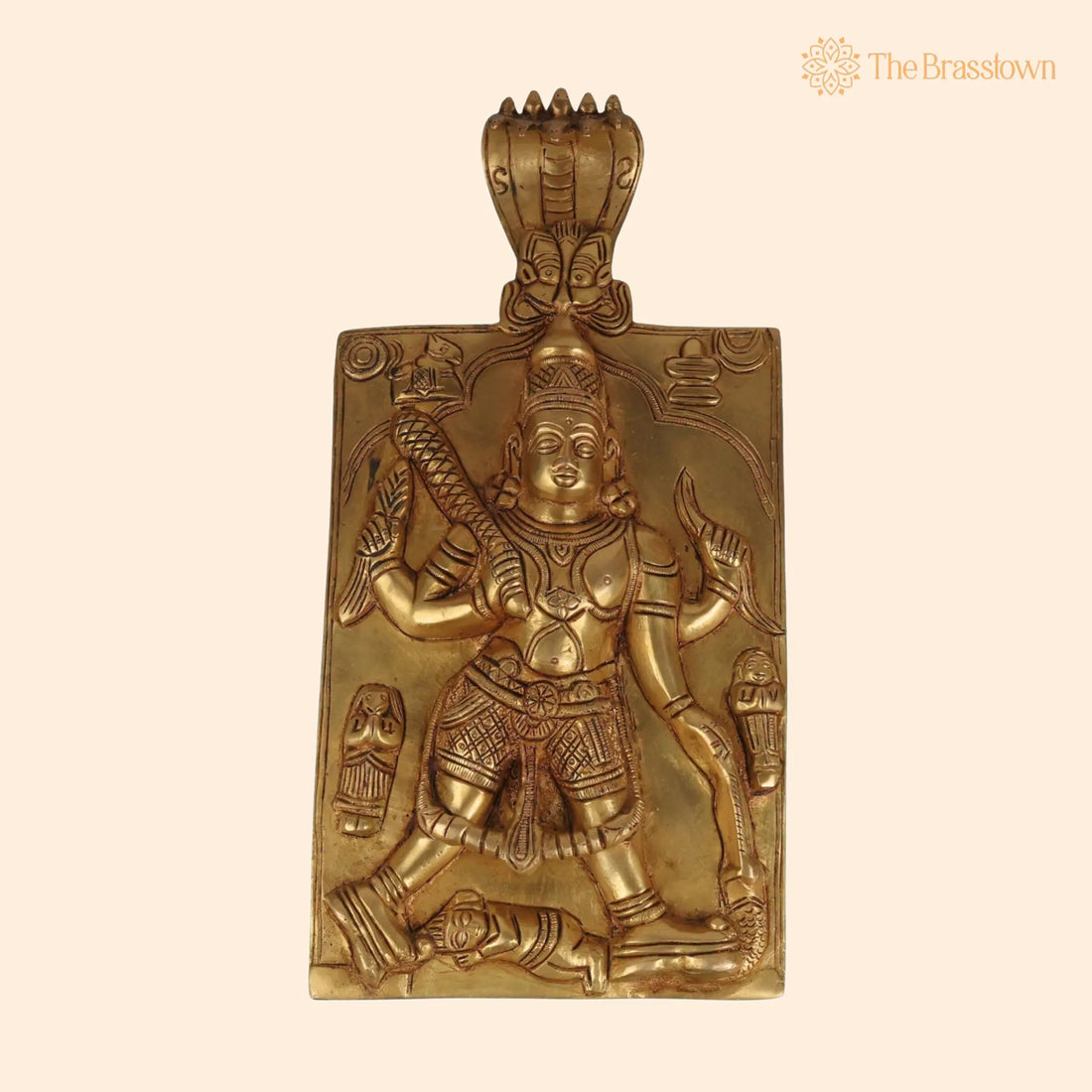 Brass Veerabhadreshwara Idol – Handcrafted Veerabhadra Murti, Veerabhadra Swamy Statue, Pooja Deity Sculpture 11 Inch 1