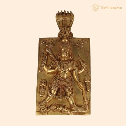 Brass Veerabhadreshwara Idol – Handcrafted Veerabhadra Murti, Veerabhadra Swamy Statue, Pooja Deity Sculpture 11 Inch 1