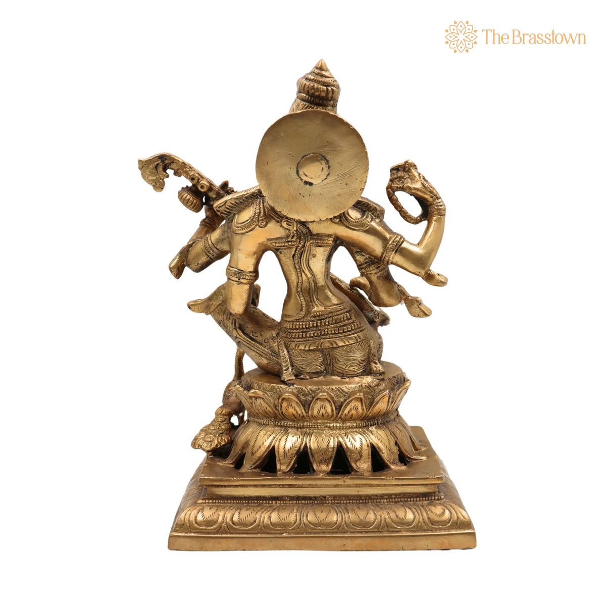 Brass Saraswati Idol – Handcrafted Maa Sharada Vagdevi Murti, Veena Pustak Dharini Statue, Hindu Goddess of Knowledge, Wisdom, Learning &amp; Art 12 Inch 4