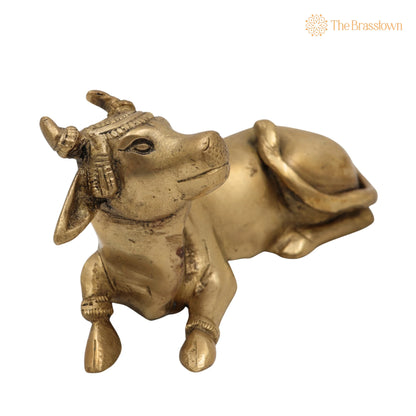 Brass Kamadenu Cow Idol – Handcrafted Nandi &amp; Kamadenu Sculpture for Pooja, Temple, Home Décor, Ashtadhatu &amp; Peetal Options 2.5 Inch 2