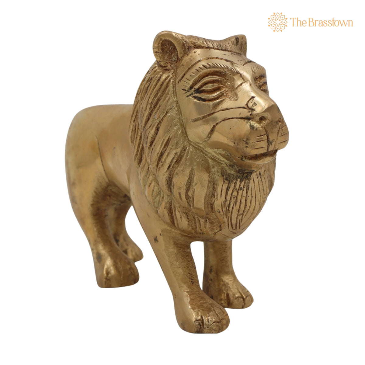 Brass Handcrafted Lion Idol – Handcrafted Simha Sher Narasimha Sculpture for Home, Temple &amp; Office Décor, Peetal, Pittal 4.5 Inch 2