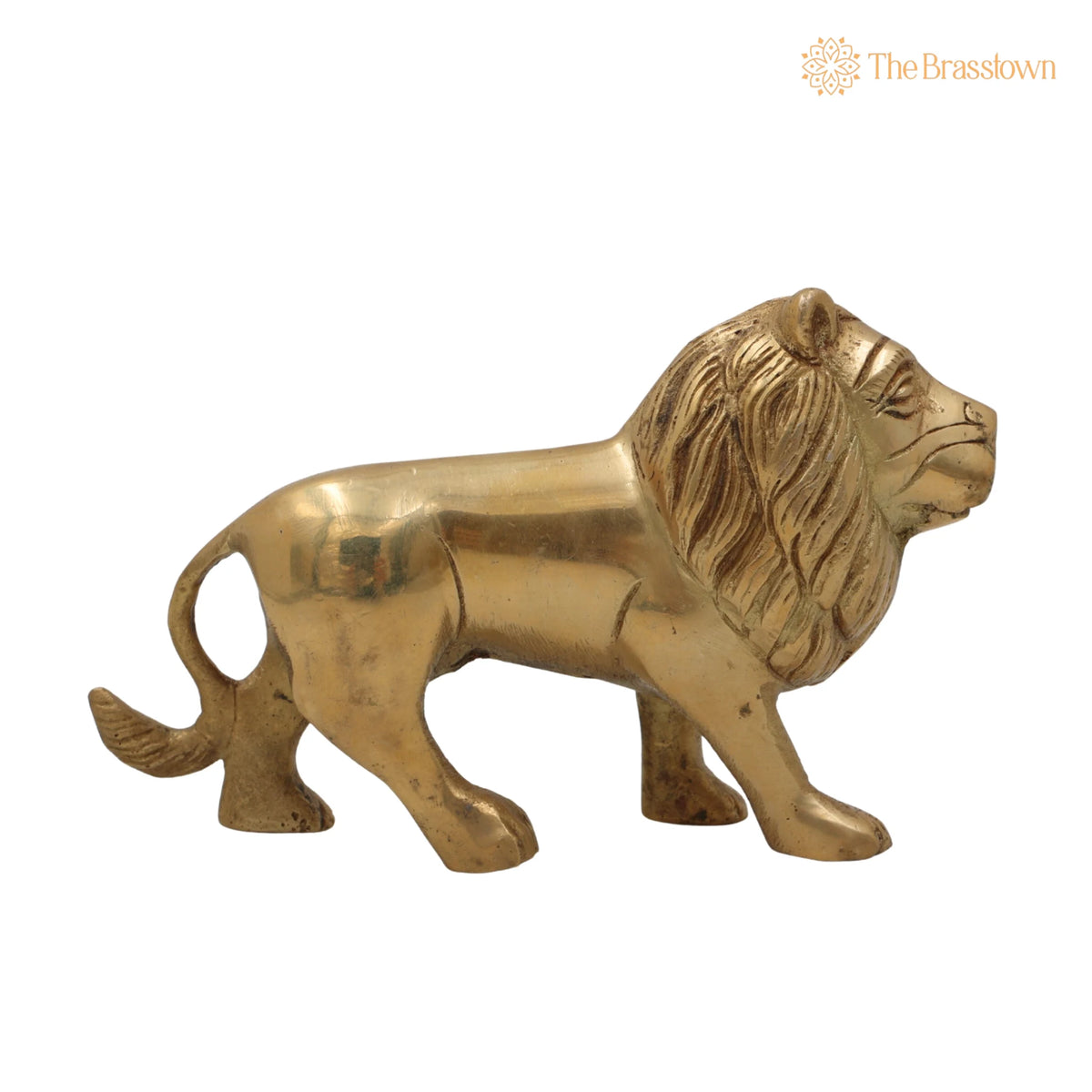 Brass Handcrafted Lion Idol – Handcrafted Simha Sher Narasimha Sculpture for Home, Temple &amp; Office Décor, Peetal, Pittal 4.5 Inch 3