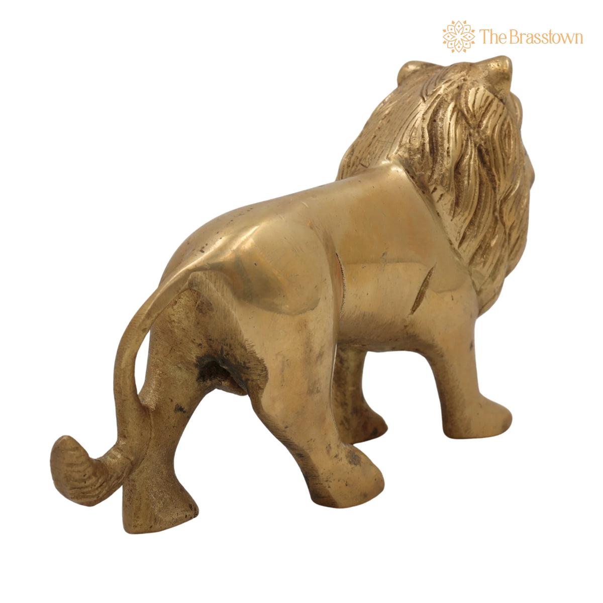 Brass Handcrafted Lion Idol – Handcrafted Simha Sher Narasimha Sculpture for Home, Temple &amp; Office Décor, Peetal, Pittal 4.5 Inch 4