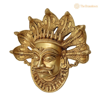 Brass Bhairava Face Idol – Handcrafted Kala Bhairav Murti for Pooja, Home Temple, Spiritual Décor &amp; Protection 9 Inch 2
