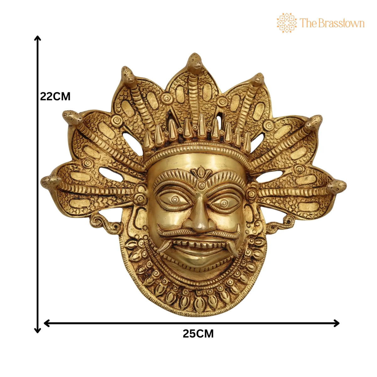 Brass Bhairava Face Idol – Handcrafted Kala Bhairav Murti for Pooja, Home Temple, Spiritual Décor &amp; Protection 9 Inch 5