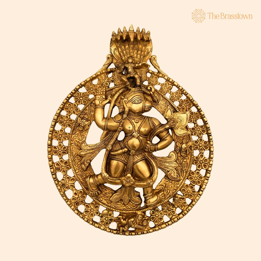 Brass Hanuman Wall Hanging Idol – Handcrafted Traditional Murti for Puja, Home Mandir &amp; Décor 12 Inch 1