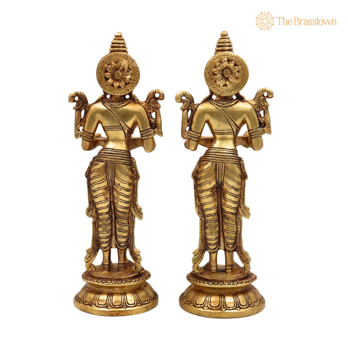 Brass Deepalakshmi Diya Set – Handcrafted Deepam Lady Lakshmi Idol, Deep Laxmi Brass Oil Lamp, Traditional Pital Deepam Figurine 11.5 Inch 4