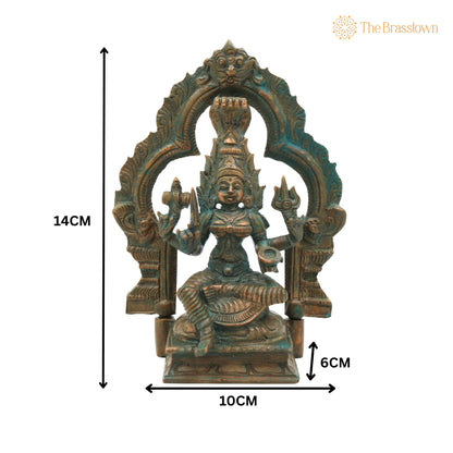 Bronze Handcrafted Mariyamman Idol – Panchaloha Mariamman Murti, Ashtadhatu Goddess Statue for Pooja, Home &amp; Temple Décor 5.5 Inch 5