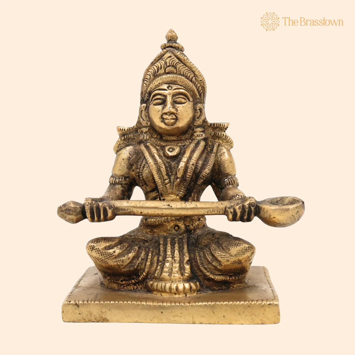 Handcrafted Brass Annapurna Devi Idol – Annapoorna Mata Murti, Annapurneshwari Amman Statue for Pooja, Home &amp; Temple Décor 3.5 Inch 1