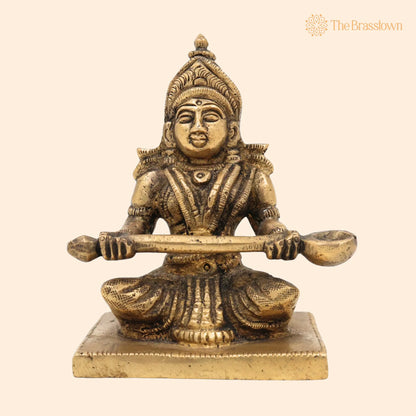 Handcrafted Brass Annapurna Devi Idol – Annapoorna Mata Murti, Annapurneshwari Amman Statue for Pooja, Home &amp; Temple Décor 3.5 Inch 1