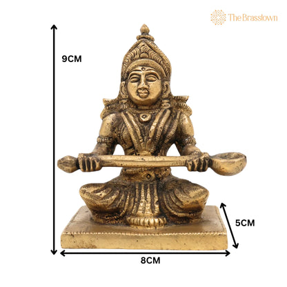Handcrafted Brass Annapurna Devi Idol – Annapoorna Mata Murti, Annapurneshwari Amman Statue for Pooja, Home &amp; Temple Décor 3.5 Inch 5