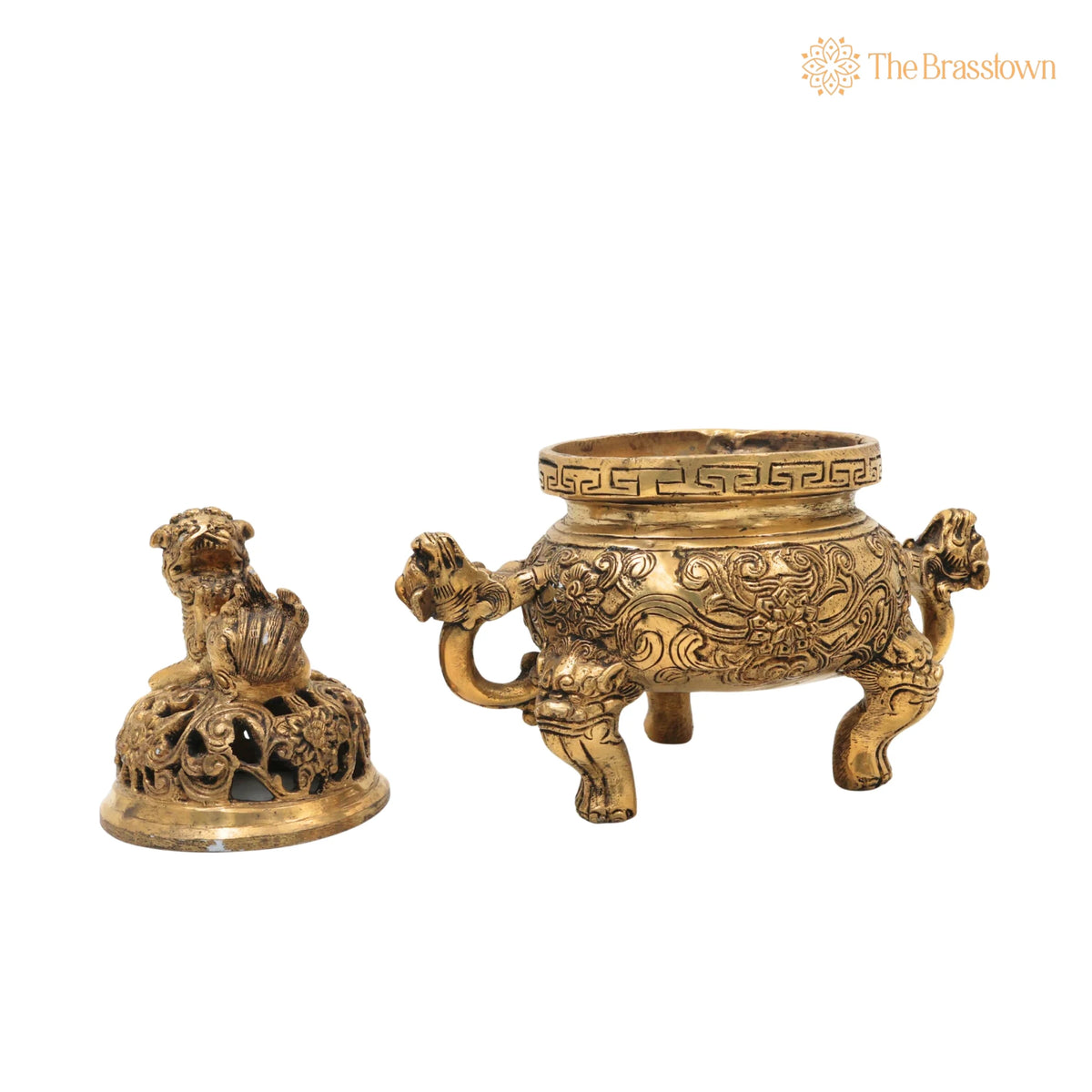 Brass Dragon Motif Bowl – Handcrafted Peetal Showpiece with Antique Gold Finish for Home Décor, Puja &amp; Gifting 8 Inch 3