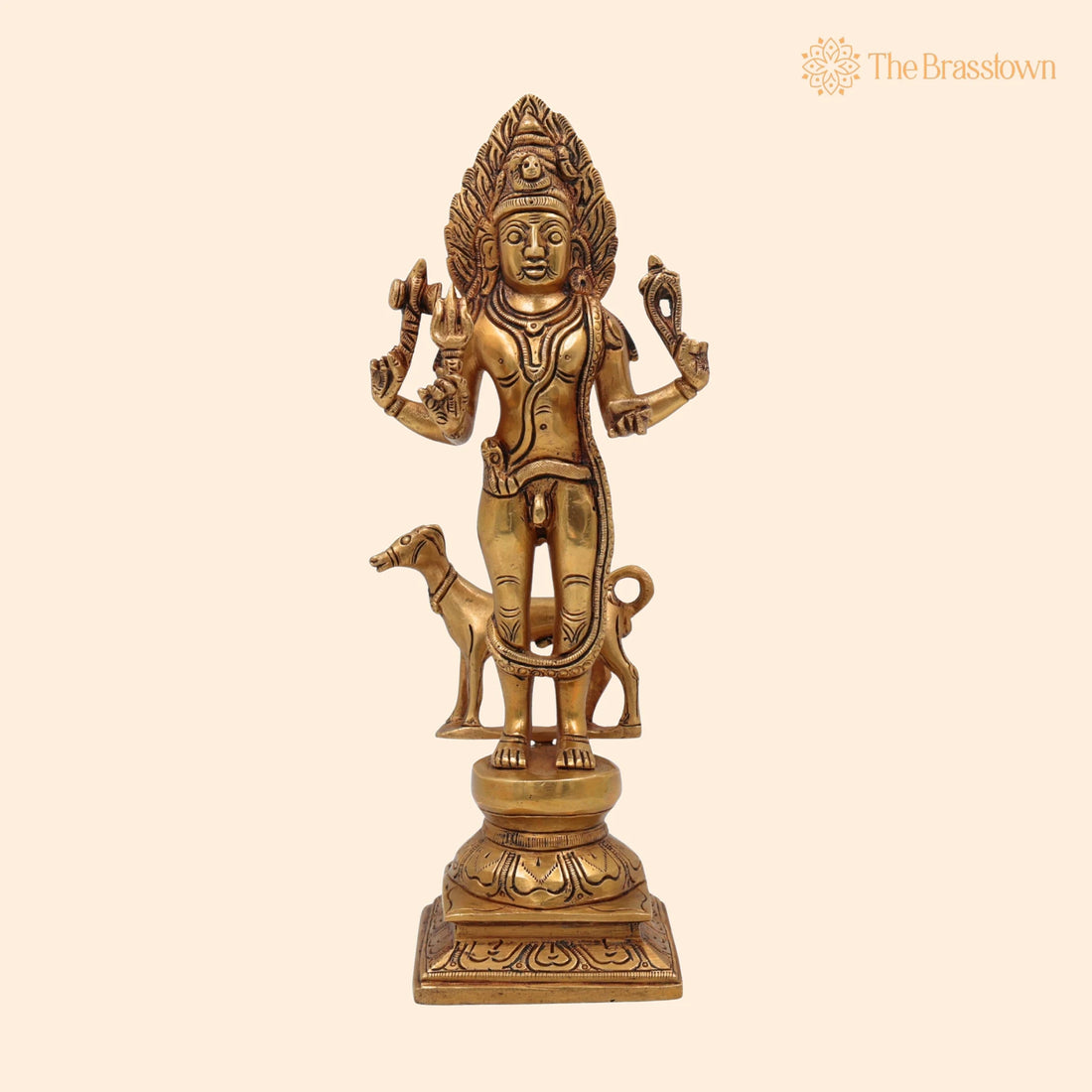 Brass Maha Kaal Bhairav Idol – Handcrafted Kalabhairava Statue for Puja, Home Mandir &amp; Décor 11 Inch 1