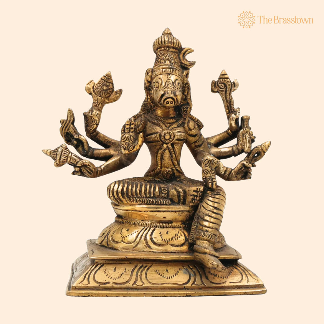 Handcrafted Brass Ashta Bhuja Varahi Devi Statue for Pooja &amp; Temple 5.5 Inch 1