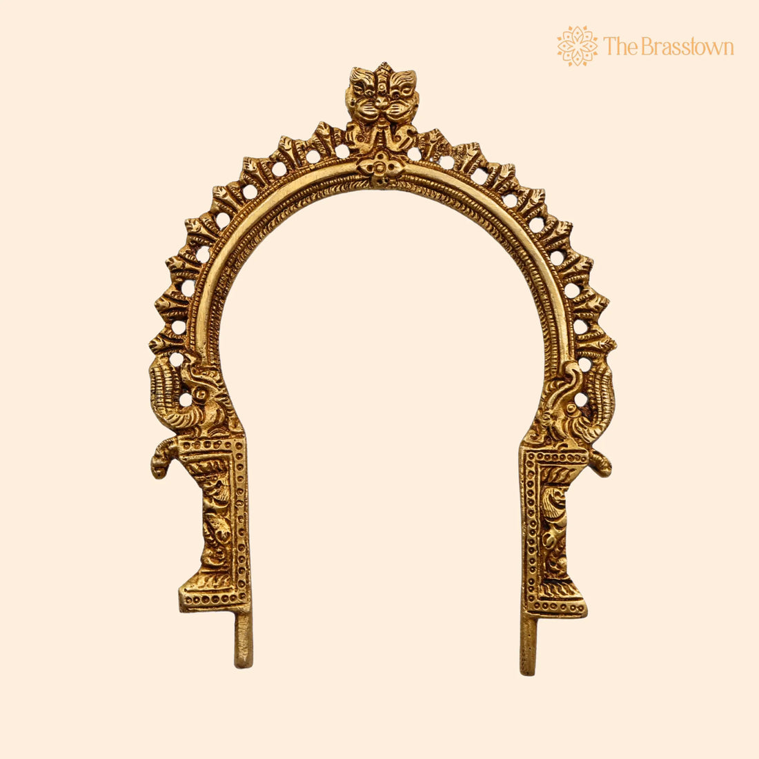 Brass Small Prabhavali Frame Arch – Handcrafted Wall Hanging Prabhawal for Mandir, Prabhawali Backplate for Deity Idol 7.5 Inch 1