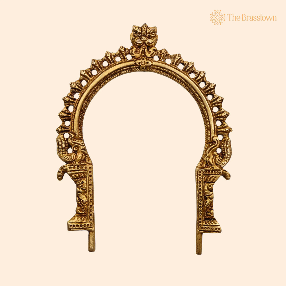 Brass Small Prabhavali Frame Arch – Handcrafted Wall Hanging Prabhawal for Mandir, Prabhawali Backplate for Deity Idol 7.5 Inch 1