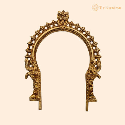 Brass Small Prabhavali Frame Arch – Handcrafted Wall Hanging Prabhawal for Mandir, Prabhawali Backplate for Deity Idol 7.5 Inch 1