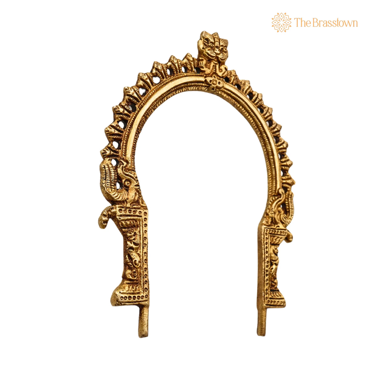 Brass Small Prabhavali Frame Arch – Handcrafted Wall Hanging Prabhawal for Mandir, Prabhawali Backplate for Deity Idol 7.5 Inch 2