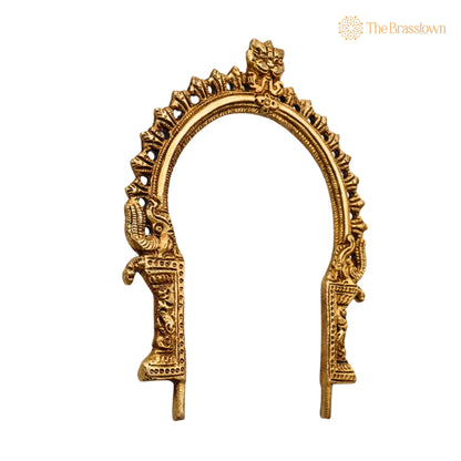 Brass Small Prabhavali Frame Arch – Handcrafted Wall Hanging Prabhawal for Mandir, Prabhawali Backplate for Deity Idol 7.5 Inch 2