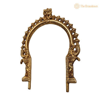 Brass Small Prabhavali Frame Arch – Handcrafted Wall Hanging Prabhawal for Mandir, Prabhawali Backplate for Deity Idol 7.5 Inch 3