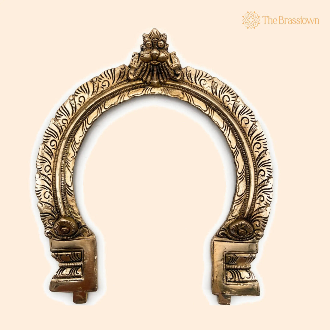 Brass Traditional Prabhavali Arch Frame – Handcrafted Wall Hanging Prabhawali for Deity, Mandir &amp; Home Temple Décor 11 Inch 1