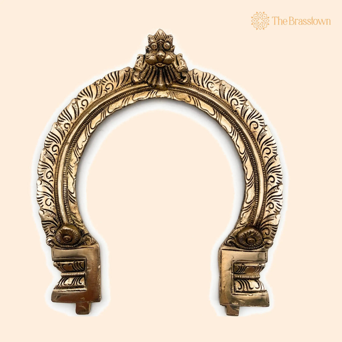 Brass Traditional Prabhavali Arch Frame – Handcrafted Wall Hanging Prabhawali for Deity, Mandir &amp; Home Temple Décor 11 Inch 1