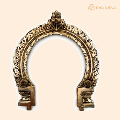 Brass Traditional Prabhavali Arch Frame – Handcrafted Wall Hanging Prabhawali for Deity, Mandir &amp; Home Temple Décor 11 Inch 1