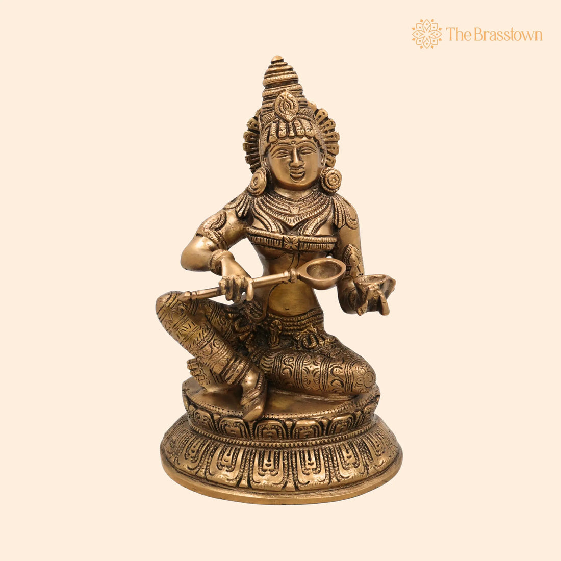 Brass Annapurna Devi Idol – Handcrafted Annapoorna Mata Murti, Parvati Annapurneshwari Amman Statue for Pooja Room, Home Temple &amp; Gifts 10 Inch 1