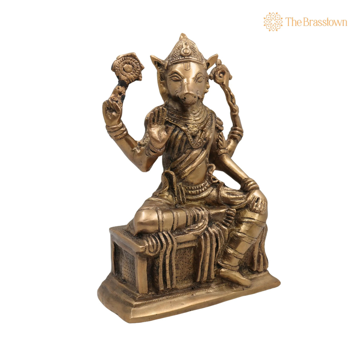 Handcrafted Brass Varahi Amman Idol – Varahi Devi Murti, Varahi Mata Statue, Dandanayaki Varahi Vigraha for Pooja 10.5 Inch 2
